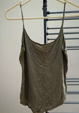 Topshop Khaki Camisole Vest Top Spaghetti Strap Solid UK 8 Regular