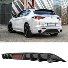Carbon Fiber Look Rear Diffuser Fins Bumper Lip Splitter For Alfa Romeo Stelvio