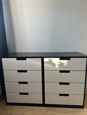 2 Black & White 4-Drawer Chests of Drawers – £25 Each or £45 Both