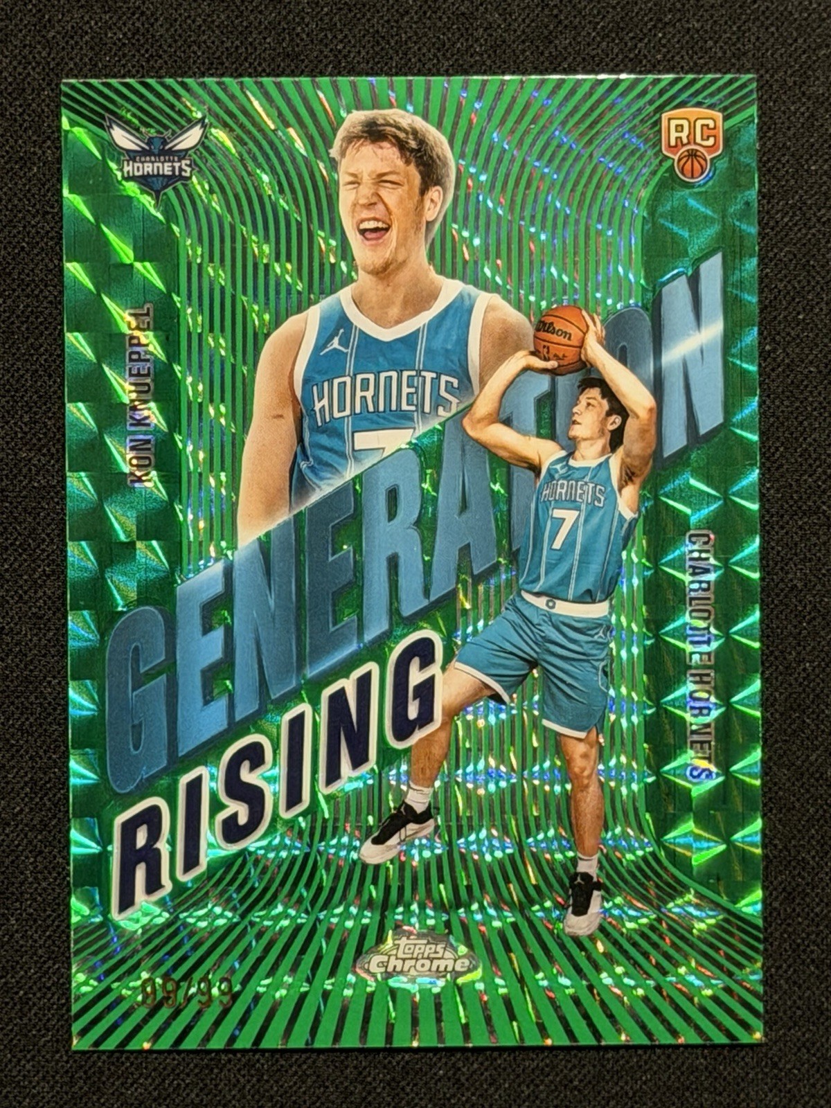 2025 Topps Chrome Kon Knueppel Generation Rising Green /99 RC - Hornets
