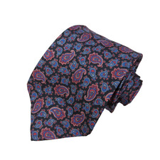 Burberrys Silk Paisley Neck Tie L: 59" W: 3.5" Purple Designer Made in England