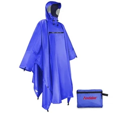Andake Waterproof Rain Poncho for Adults Unisex,230T Ripstop Polyester,Rainco...