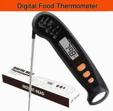 Food Thermometer Fast & Accurate Digital Kitchen Foldable Design Stainless Steel