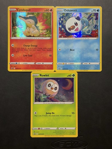 Oshawott Rowlet Cyndaquil SWSH220 SWSH221 SWSH222 Pokemon Black Star Promo Set
