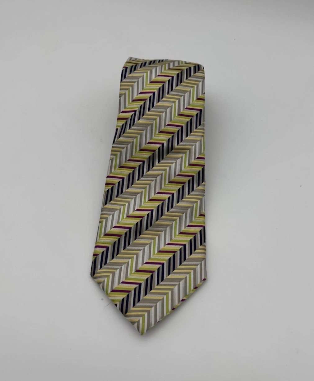 Verse 9 Necktie 100% Silk Abstract Gold Black Striped Classic Men’s Tie