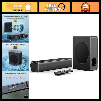 100W 2.1 Channel Sound Bar with Subwoofer, Dolby Atmos, Bluetooth Home Theater S
