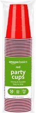 Amazon Basics Einweg-Partybecher aus Kunststoff, Rot, 530 ml, 50 Stück 