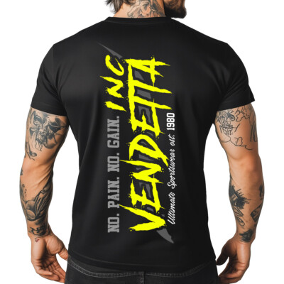 Vendetta Inc. Shirt Powerwear Herren schwarz S bis 5XL   NO PAIN NO GAIN Print