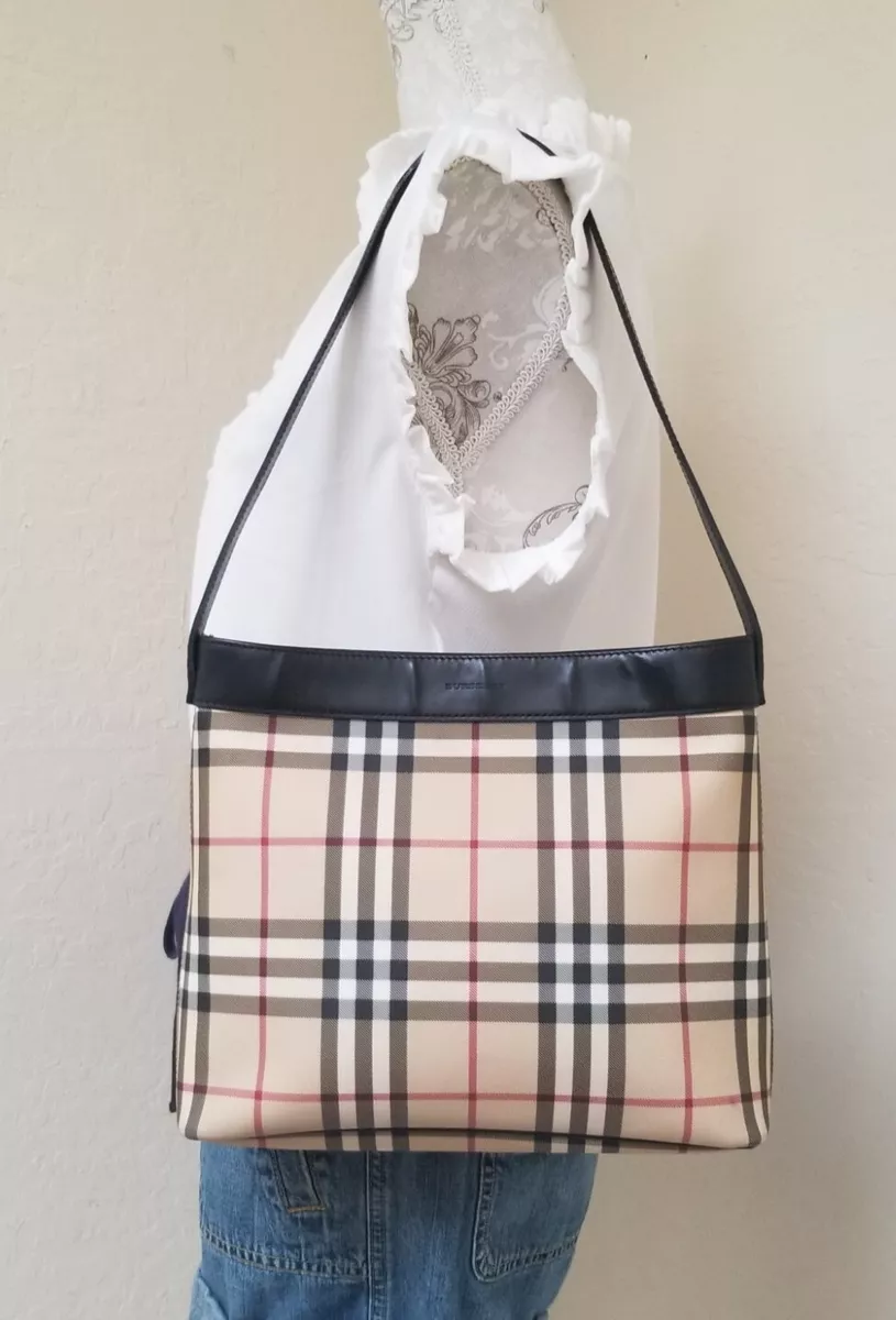 Burberry Mini Tote Bag in Coated Canvas with Check Pettern in Very Good  Vintage Condition