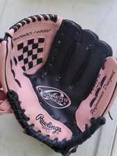 Rawlings 9 Inch Baseball Glove Kids Childs Model PL90PB Pink And Black