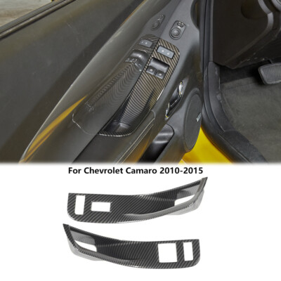 Window Lift Button Panel Cover Trim Accessories For Camaro 2010-15 Carbon Fiber