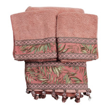 Juego de 3 toallas de baño decorativas con borlas rosa malva rosa The Avanti Look de colección