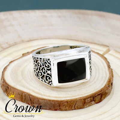 Handmade Ring Supreme Onyx Pinky Ring Order Carat Round Cut 18K