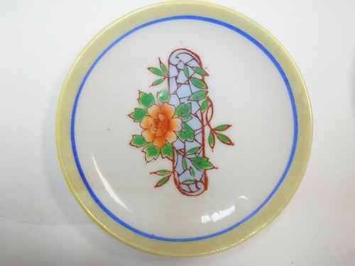 Vintage Lusterware Hand Painted Childs Toy Dishes Tea Set Saucers Lot of 2 - Picture 2 of 4
