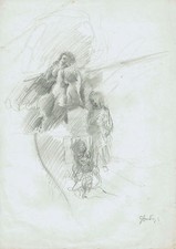 FIGURE FEMMINILI - ARDINGHI GIUSEPPE - Disegno Originale Lucca