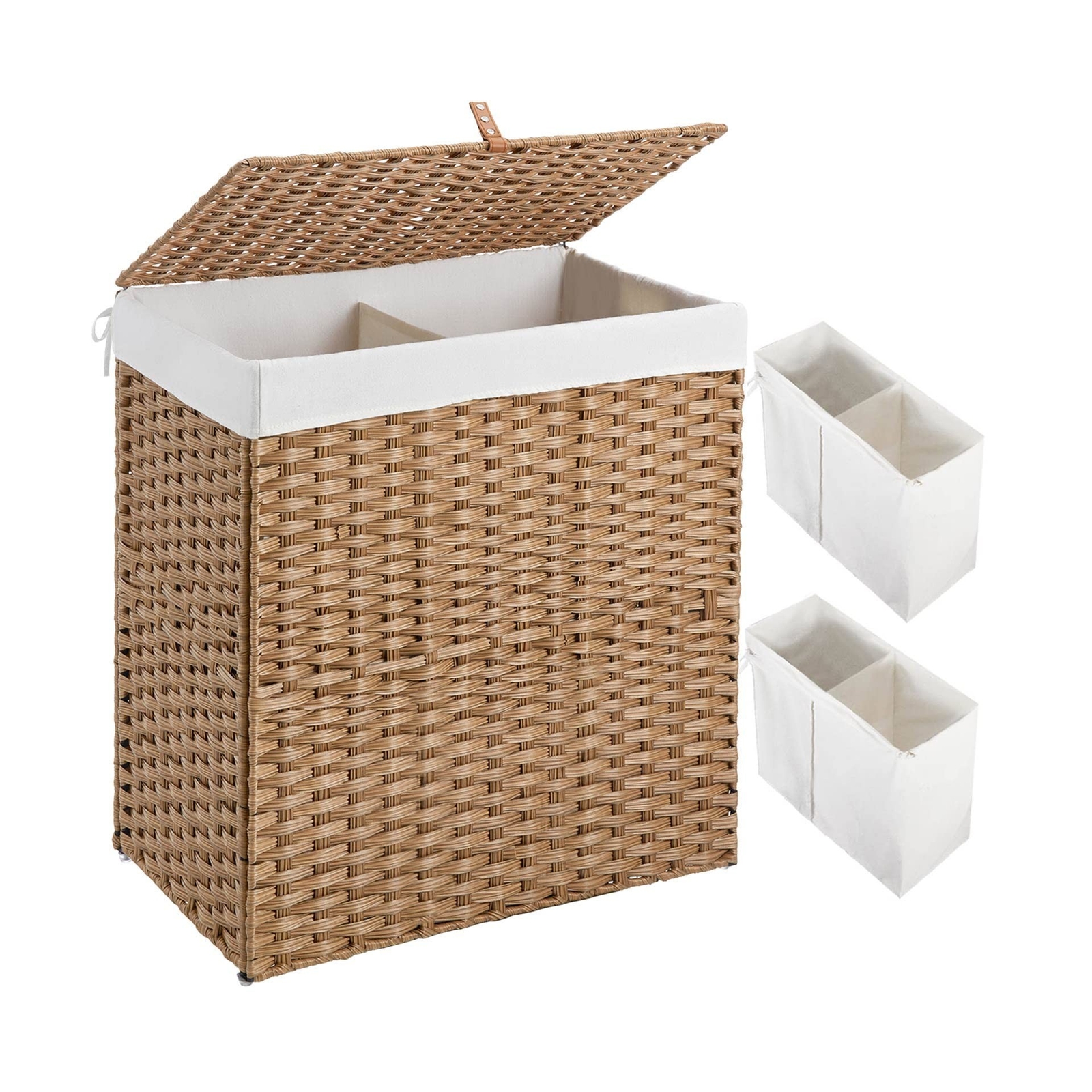 GREENSTELL 110L Wicker Laundry Hamper with Lid, No Installation Required, Stylish Storage Basket for Bedroom or Bathroom-image