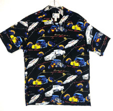 Bluewater Wear Men's Medium Hot Rods Print Shirt Made In USA Hawaiian Style 4897