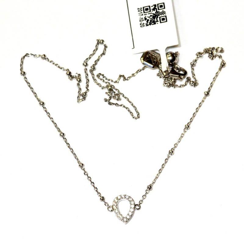 925 Sterling Silver Kiera Cubic Zirconia cz chain necklace 3.9g adjustable 16 18