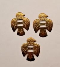 Three of New Mexico Thunderbird Conchos 3.5 x 4.2 cm Stamped Gold Tone Metal