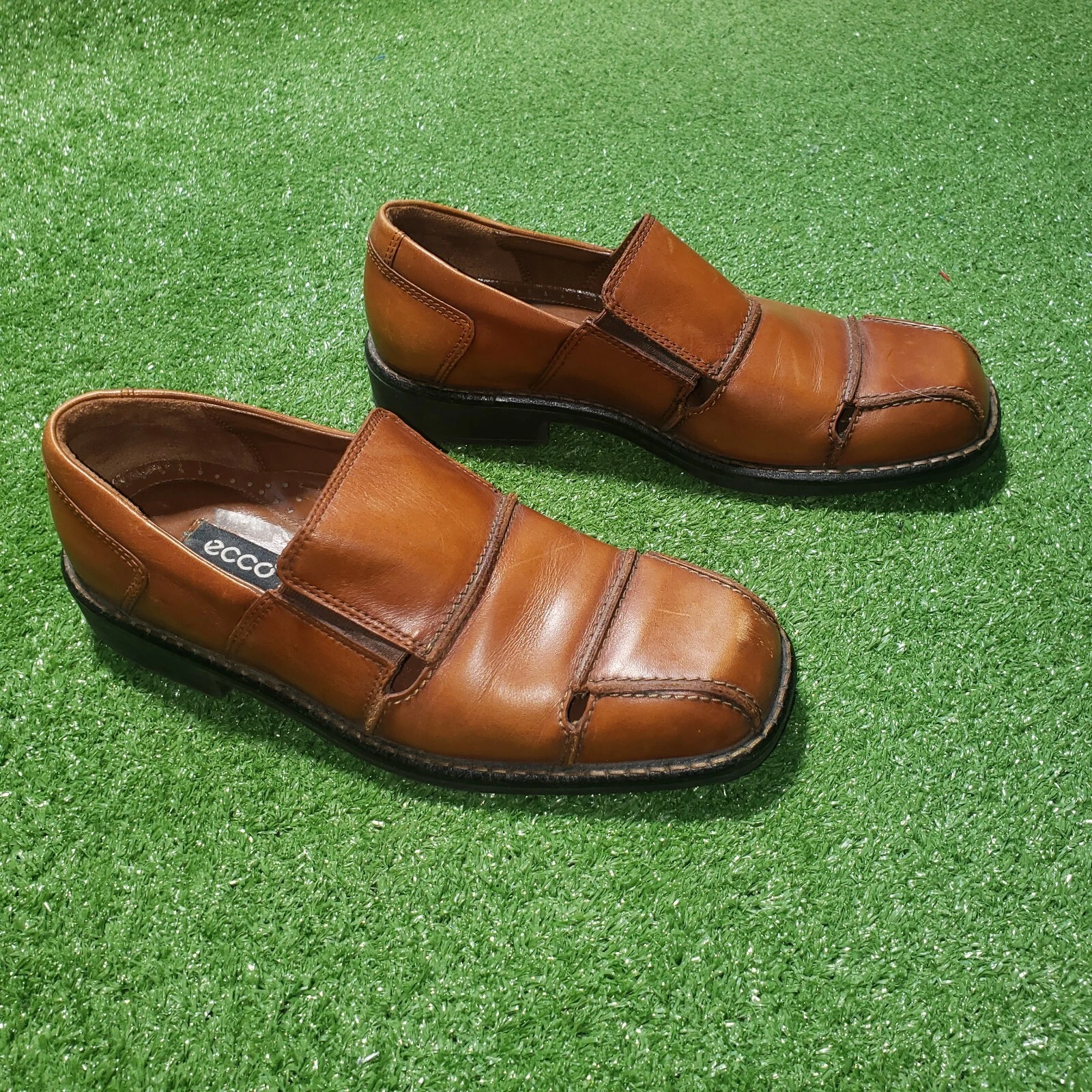 ECCO scarpe uomo mocassino eleganti marrone pescatore pelle taglia 42 US 8 8 5 golf