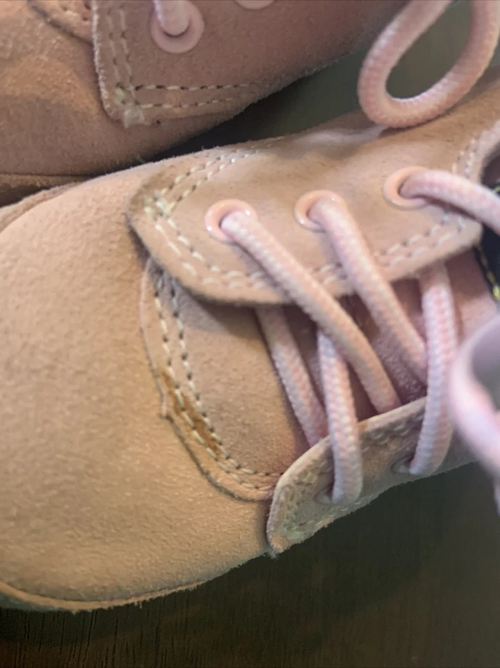 Bebés/Niñas Pequeñas John Deere Rosa Gamuza Cuna Zapatos Botines Talla 3 Cuero Foto 4 de 4