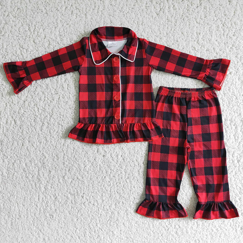 Boys Long sleeve Plaid Christmas Pajamas 2Pcs Sleepwear - Picture 7 of 16
