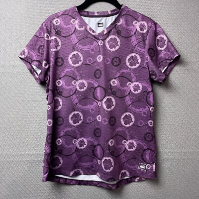 REI Shirt Womens Small Purple Floral Base Layer Outdoors Hiking Camp Outdoor