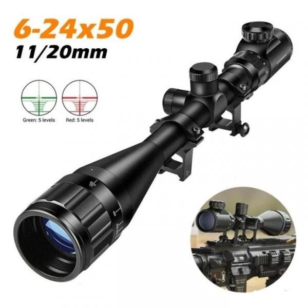 Lunette de tir haute clarté 6-24x50 AOE avec optiques traitées anti-reflets