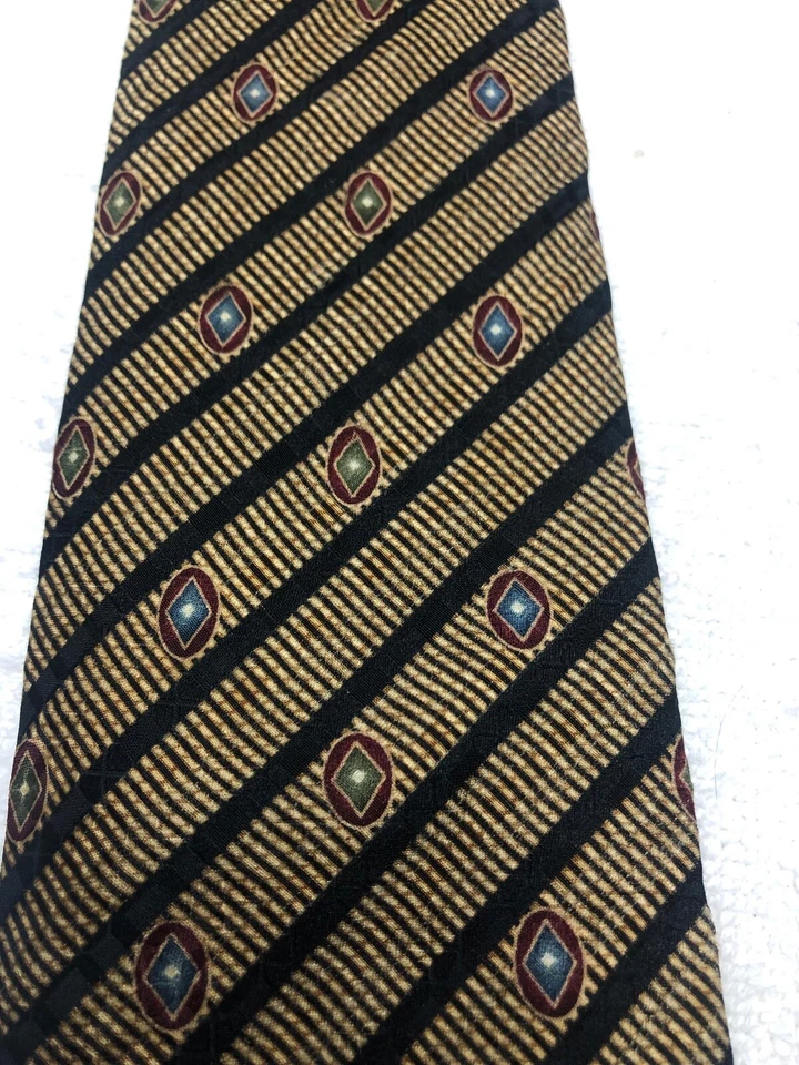 CORBATA NAUTICA HOMBRE BEIGE Y NEGRO CON ROJO VERDE AZUL 4 X 59 Foto 3 de 4