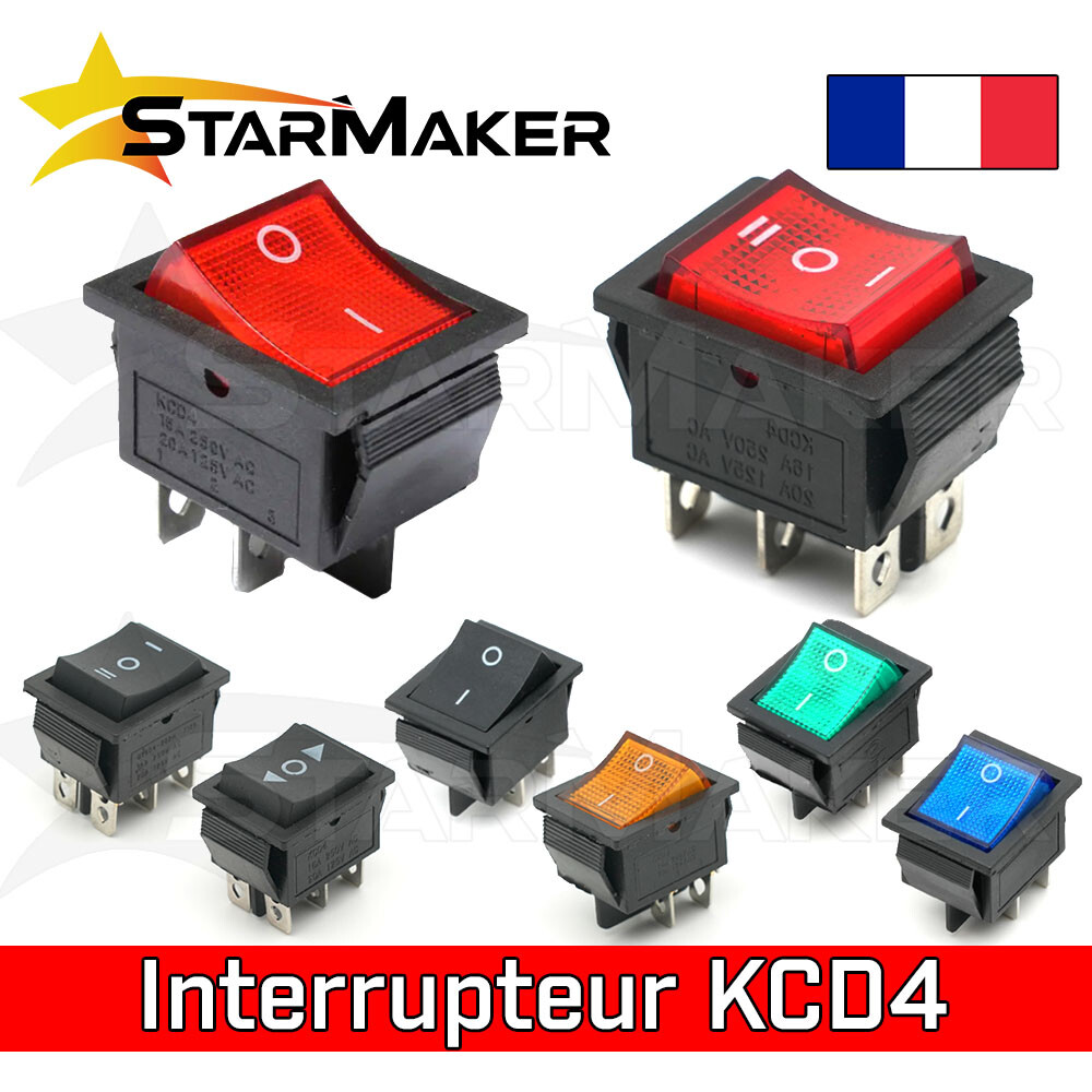 Interrupteur à Bascule LED Bleu 250V 16A - Bouton Lumineux KCD4 On/Off, Neuf Générique