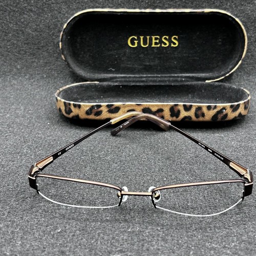 Guess GU1676 Half-Rim Eyeglasses Frame Brown Flex 51-18-135 EUC