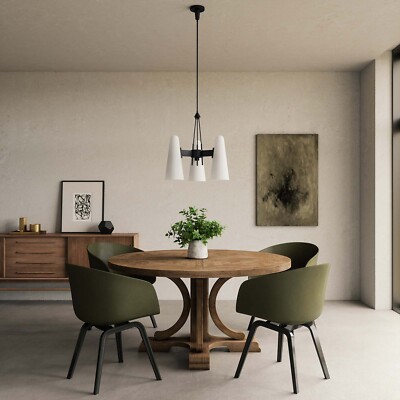 Modway Beacon 3-Light Pendant Light in Opal Black