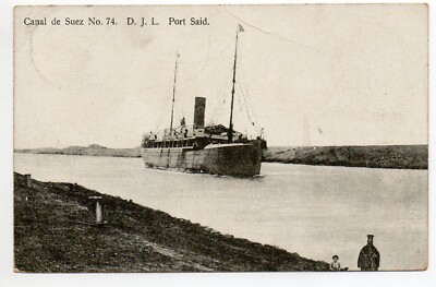ÄGYPTEN - Egypt - Alte Postkarte - SUEZ - Kanalschiff Schiff DJL Falz