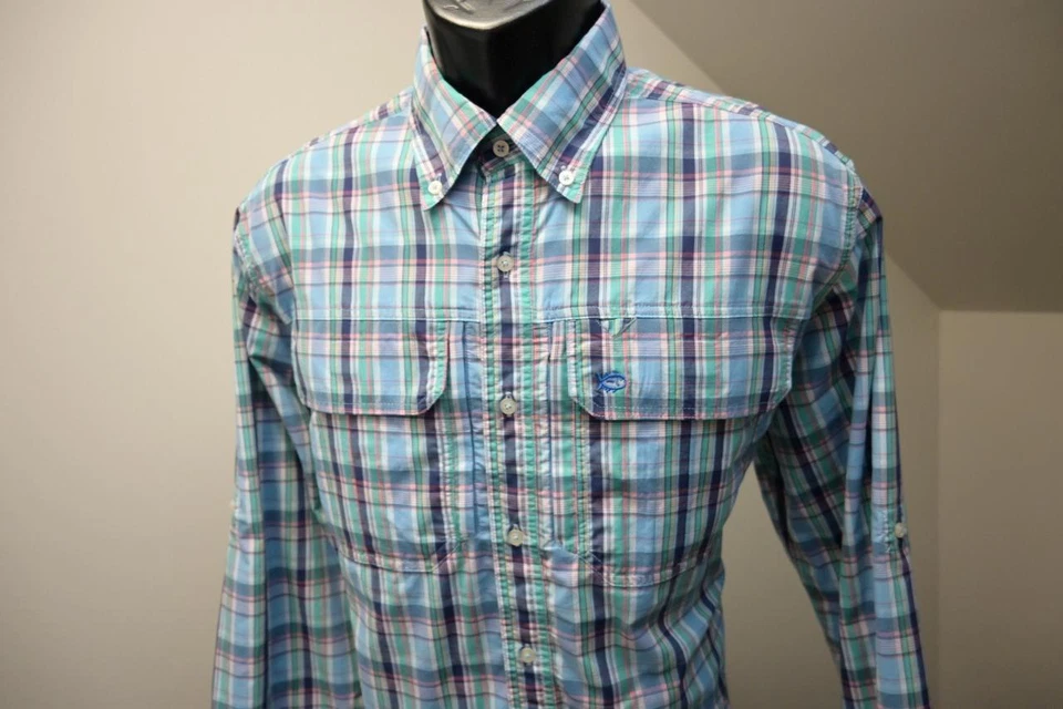 Southern Tide SkipJack Vented Fishing Shirt Button Up Nylon Plaid Mens Sz Medium - Image 2 of 4