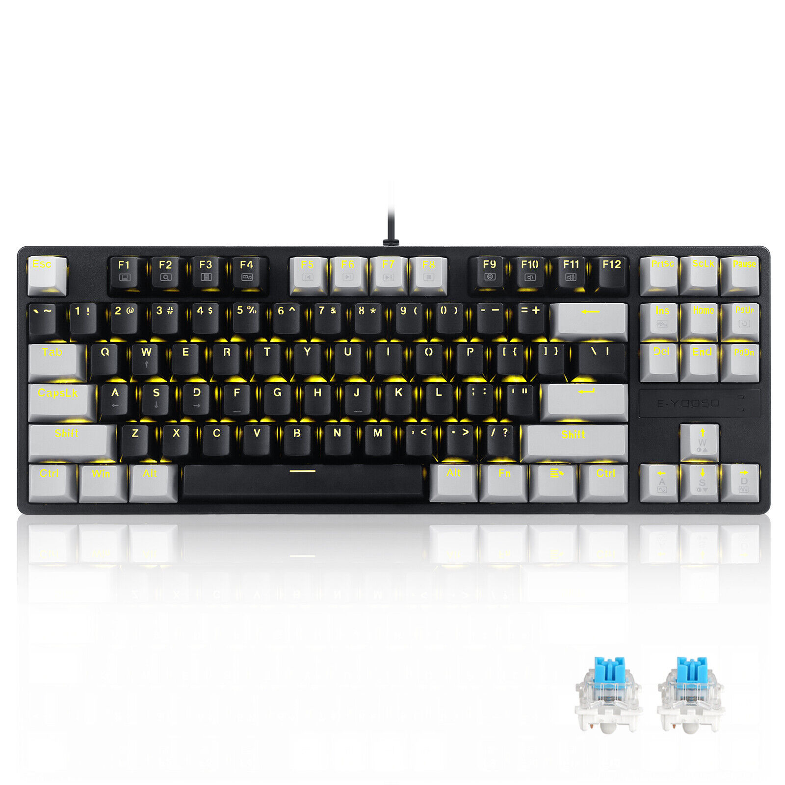 RPM Euro Games Gaming Keyboard Small | 87 Backlit Keys | Suspension Keycaps  | Backlit