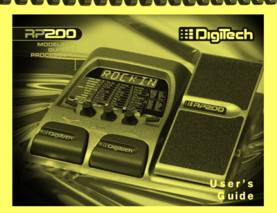 Digitech RP200 Multi-effects Modeling Guitar Processor Pedal OWNER'S MANUAL