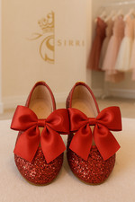 Flower Girls Sparkly Dress Shoes Glitter Mary Jane Flat Pumps Bridesmaid Shoes