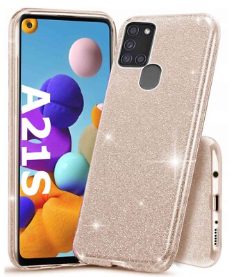 Für Samsung Galaxy A21s - SHINE CASE BLINK TPU Glitzer HandyTasche Hülle Gold