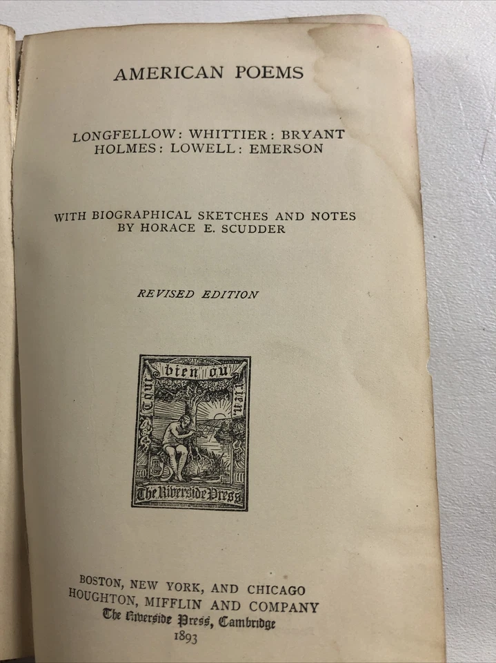 American Poems : Biographical Sketches & Notes - Horace Scudder (Hardcover, 1893 Foto 3 de 4