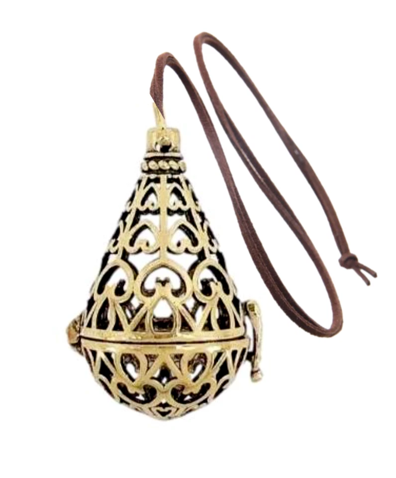 Colgante medallón de aceite esencial color cobre vintage con collar chocker de terciopelo Foto 2 de 4