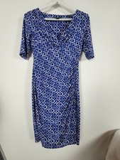 Lauren Ralph Lauren Womens Blue Ikat Faux Wrap Dress Size 6 Short Sleeve Ruched