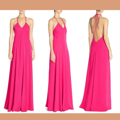 NWT $328 Jill Jill Stuart Halter Crepe Gown Peony [ SZ 4 ] #E890