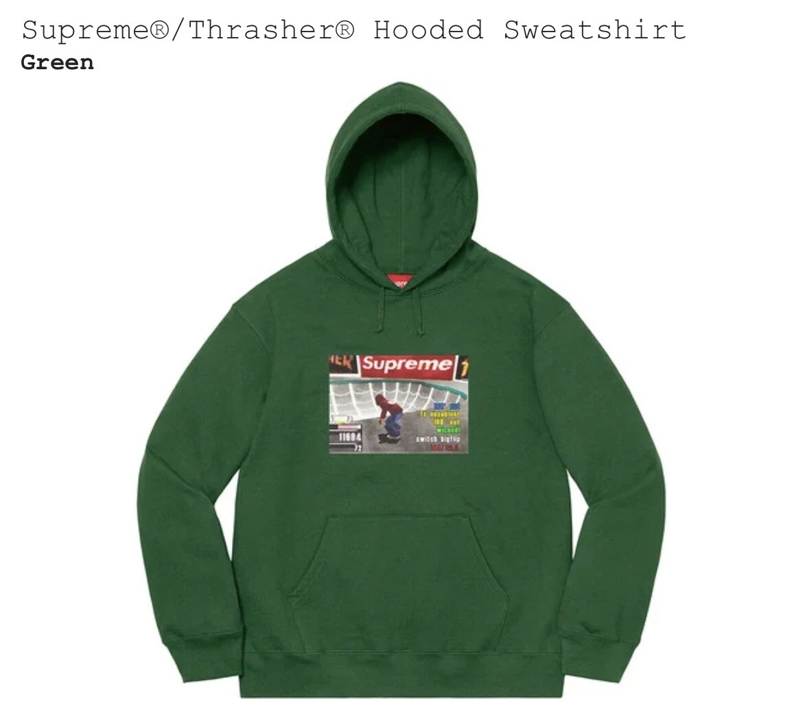 Sweat shirt à capuche Supreme x Thrasher jeu flambant neuf taille moyenne   vert   FW21
