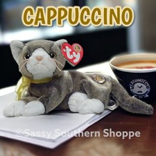 ❤️ CAPPUCCINO ❤️ 2003 Ty Beanie Babies Brown CAT BBOM Tags *MWMT*