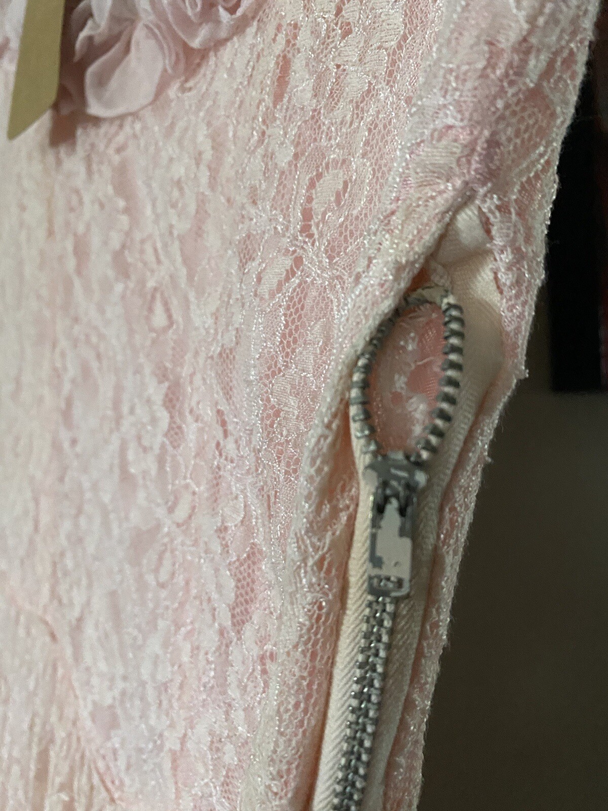 1940s Pink Lace Maxi Puff Sleeve Dress- Flaws - image 5