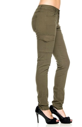 WAX JEAN Women's PREMIUM Stretch Casual Skinny Camouflage High Waist Cargo Pants - Picture 10 of 47
