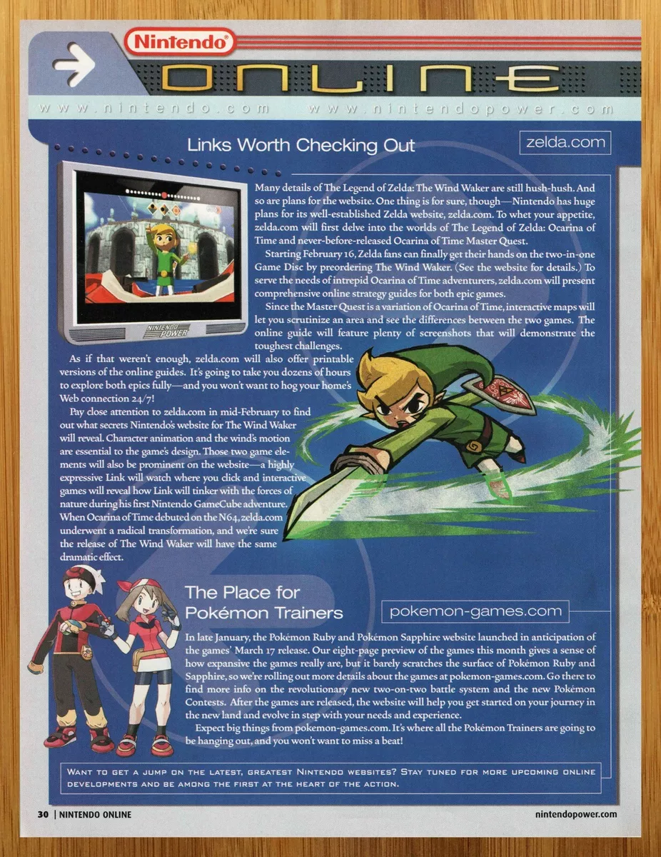 2004 NINTENDO ONLINE Game Websites Print Ad/Poster Pokemon Ruby Sapphire  Zelda!