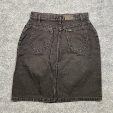 Vintage Lee Black Denim Skirt High Waisted Made in USA 14PET 385-5508 Black