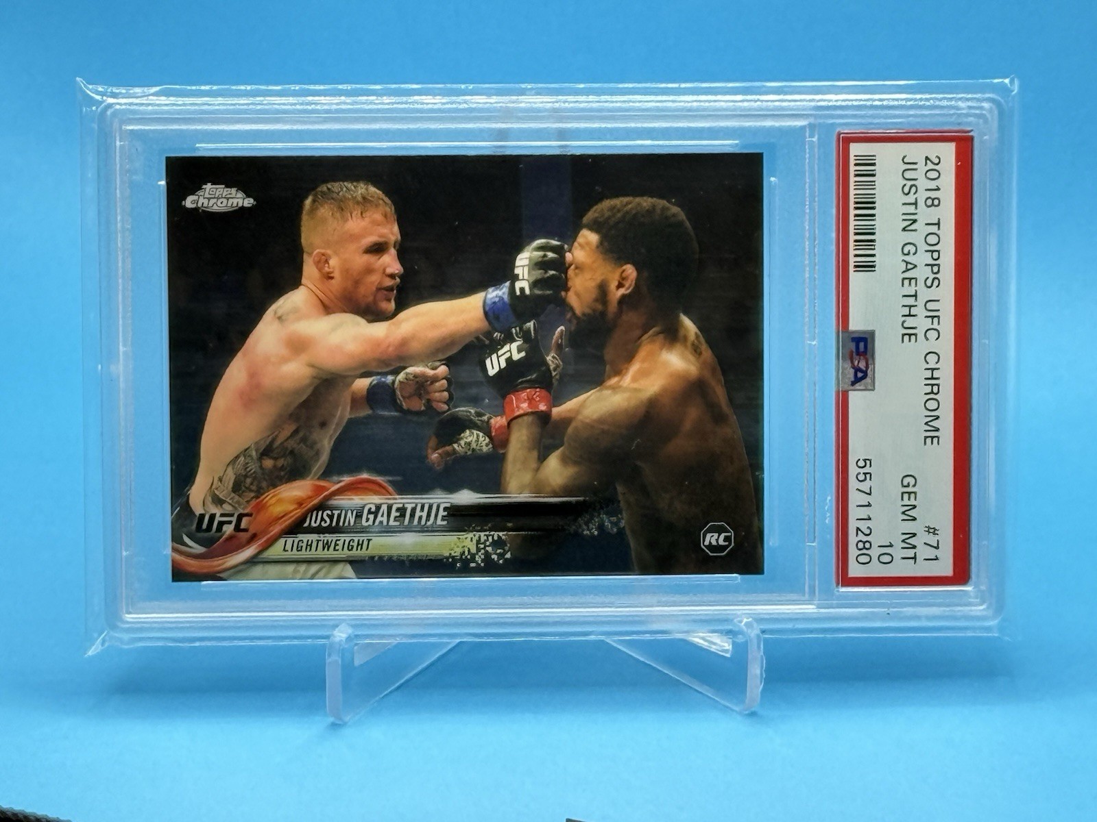 2018 Topps UFC Chrome JUSTIN GAETHJE Base Rookie -- PSA 10 - The Highlight RC