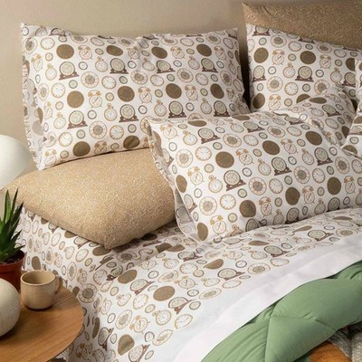 Caleffi Double Bed Sheet Set in Tempo Moka Cotton
